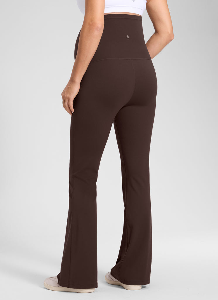 CRZ YOGA Women's Maternity Flare Leggings Pockets Butterluxe 31'' Coffee Brown