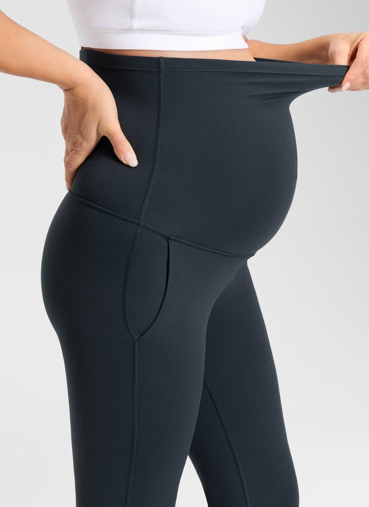 CRZ YOGA Women's Maternity Flare Leggings Pockets Butterluxe 31'' Black