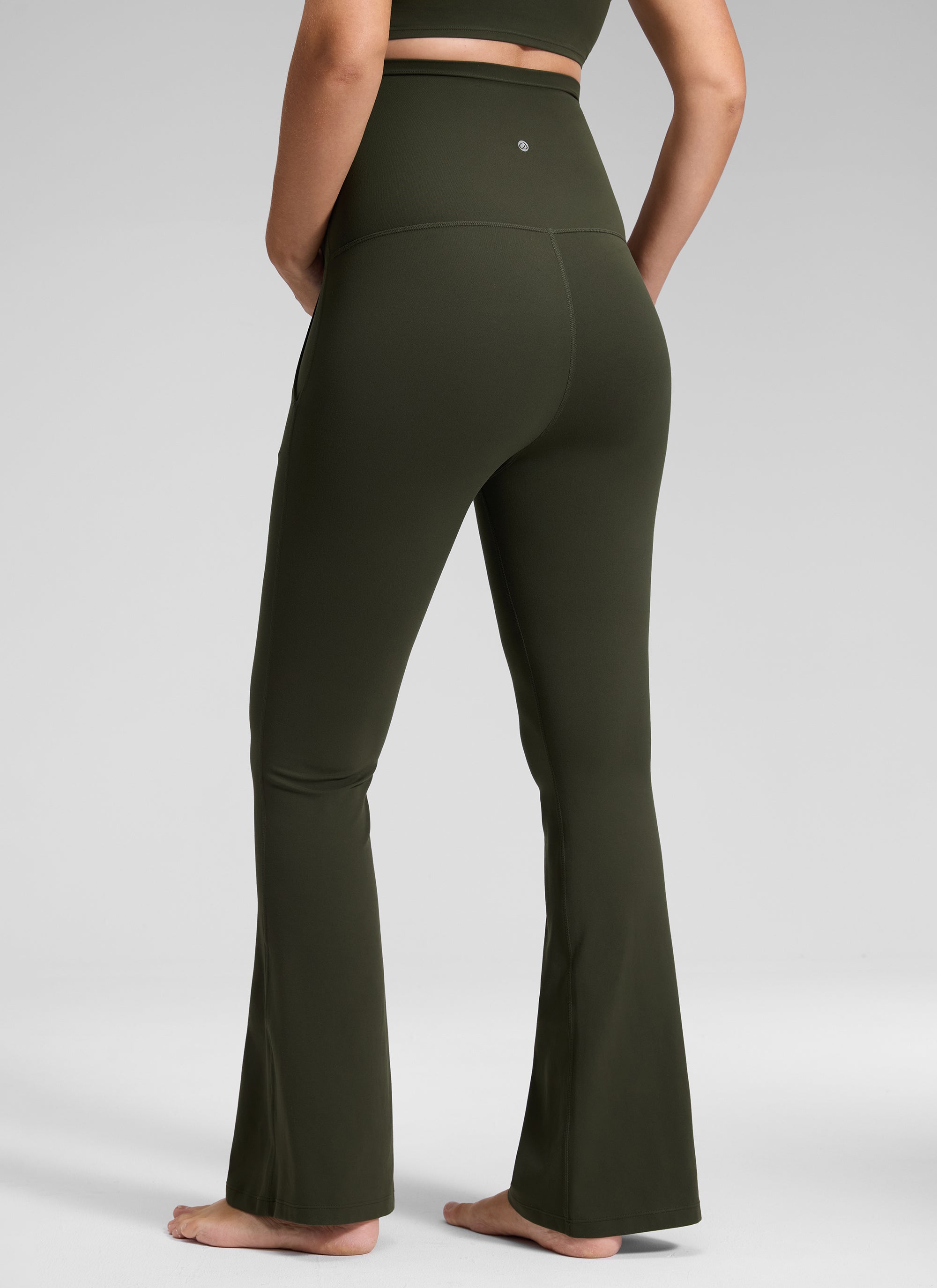 CRZ YOGA Women's Maternity Flare Leggings Pockets Butterluxe 31'' Olive Green