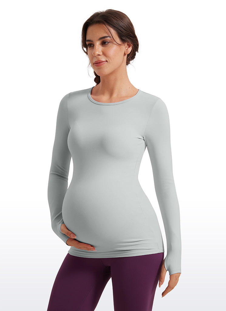 CRZ YOGA Women Butterluxe Long Sleeve Maternity Crewneck Pregnancy Top Sterling