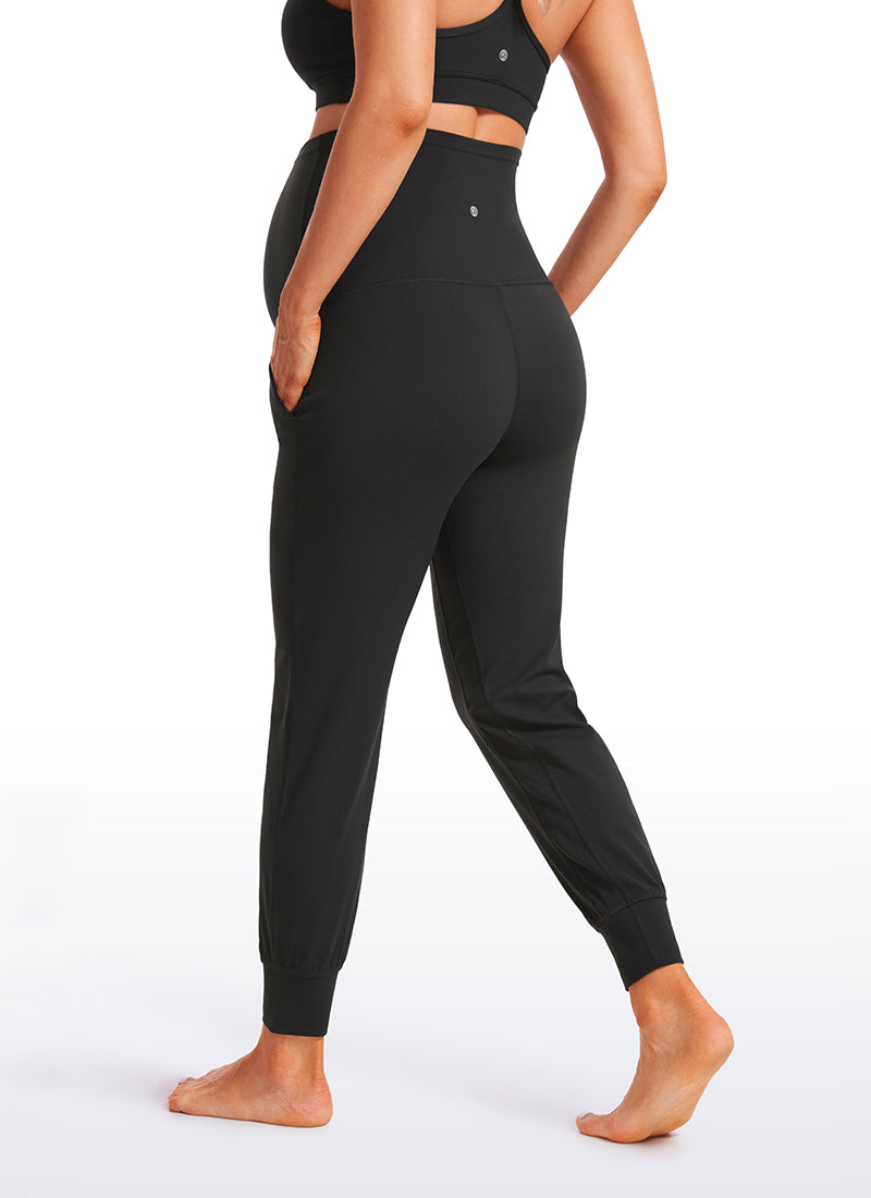 CRZ YOGA Women's Maternity Joggers Pockets Butterluxe 27'' Black