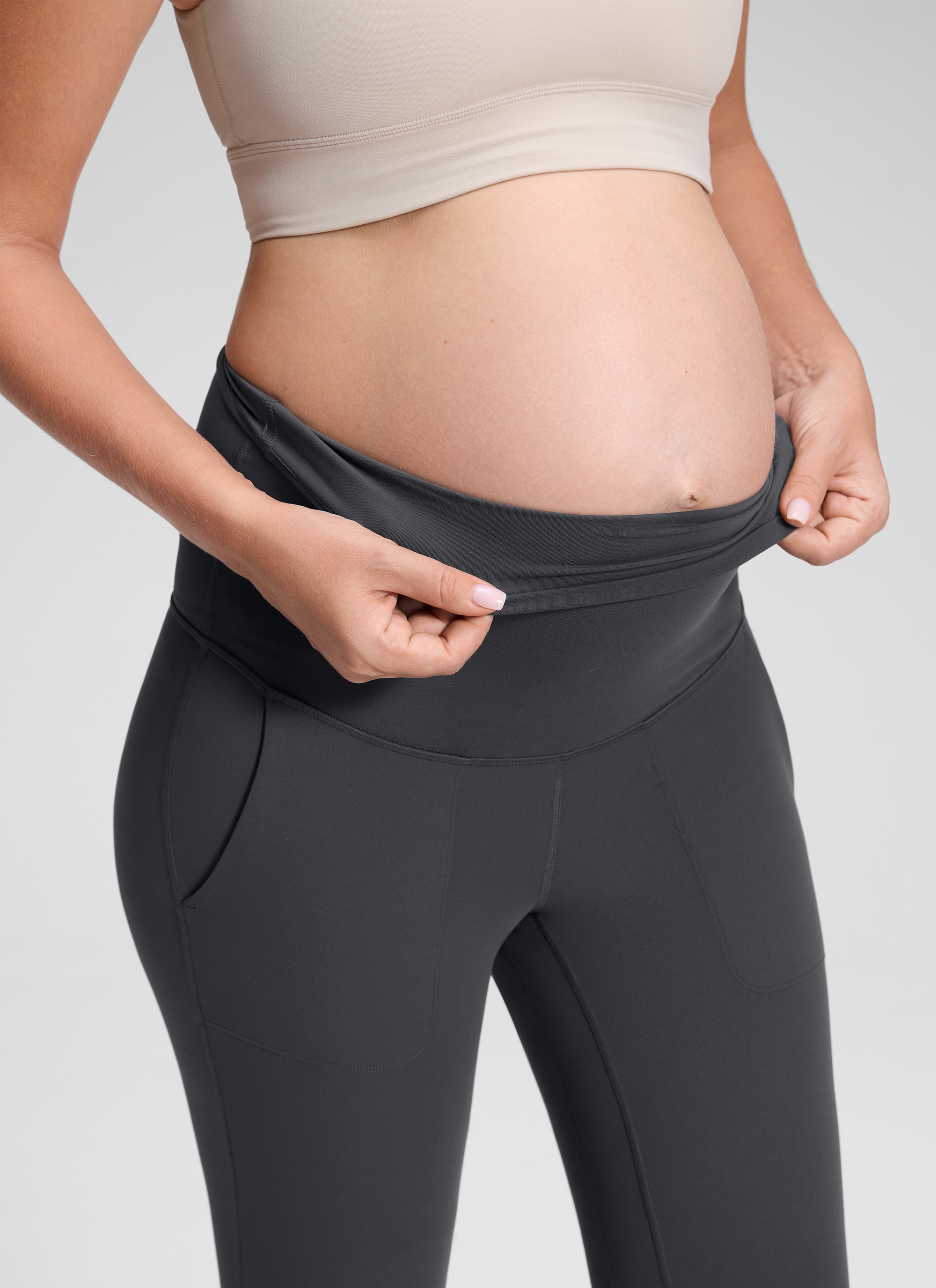 CRZ YOGA Women's Maternity Joggers Pockets Butterluxe 27'' Mysterious Grey