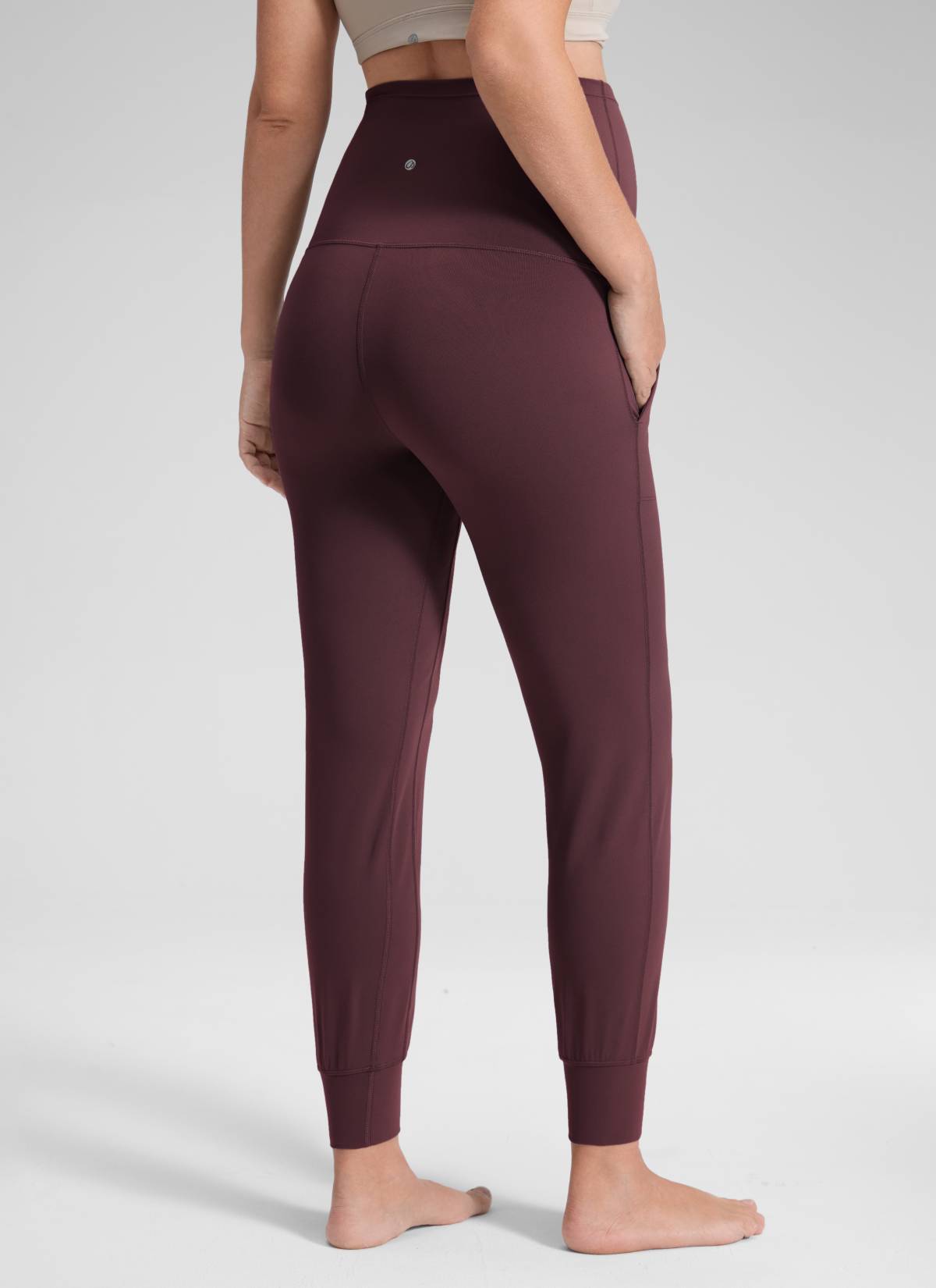 CRZ YOGA Women's Maternity Joggers Pockets Butterluxe 27'' Ripe Plum