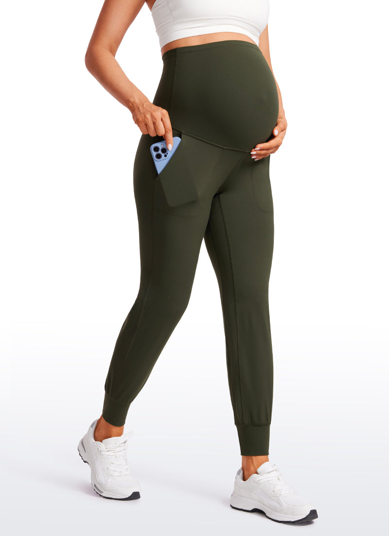 CRZ YOGA Women's Maternity Joggers Pockets Butterluxe 27'' Olive Green