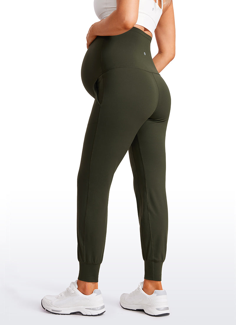 CRZ YOGA Women's Maternity Joggers Pockets Butterluxe 27'' Olive Green