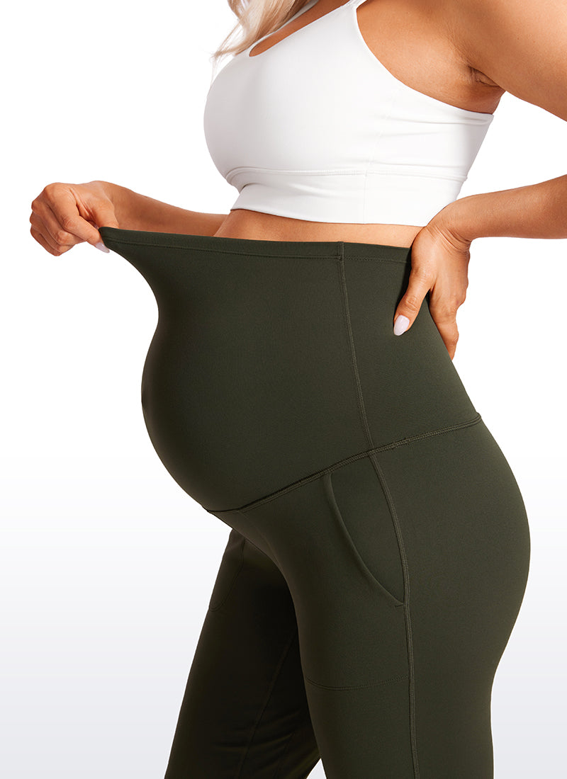 CRZ YOGA Women's Maternity Joggers Pockets Butterluxe 27'' Olive Green