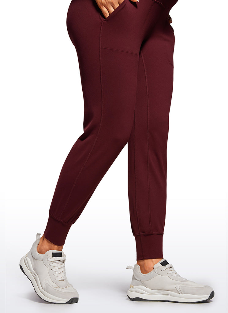 CRZ YOGA Women's Maternity Joggers Pockets Butterluxe 27'' Red Merlot