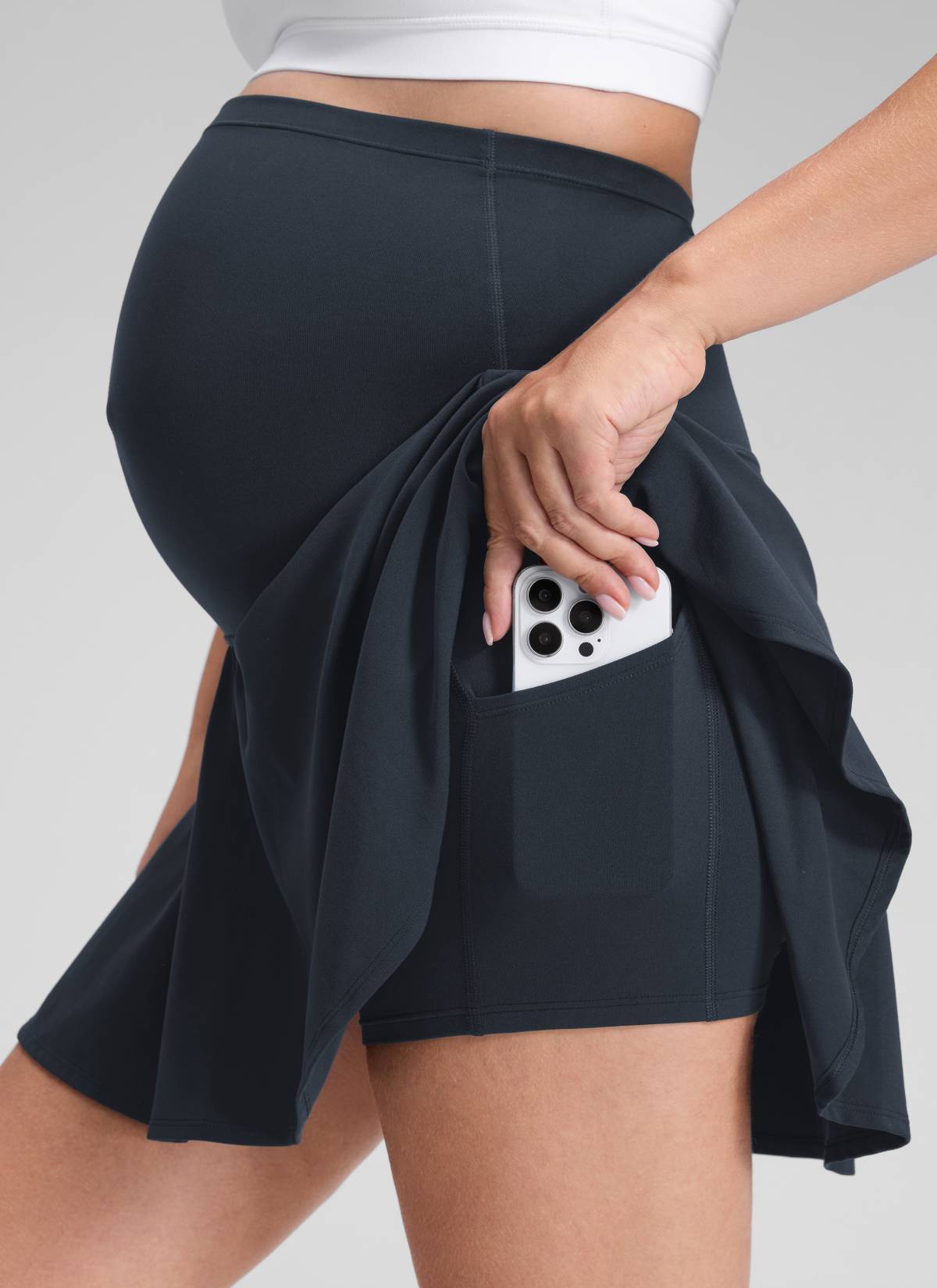 CRZ YOGA Women's Butterluxe Maternity High Waisted Flowy Tennis Skirts True Navy