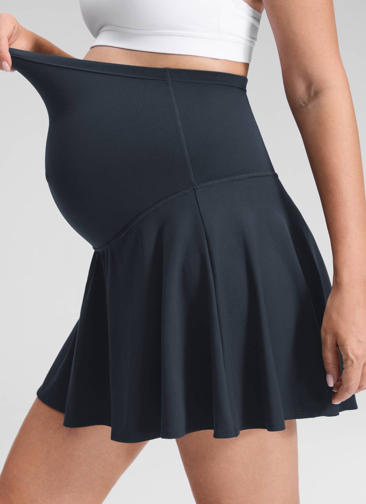 CRZ YOGA Women's Butterluxe Maternity High Waisted Flowy Tennis Skirts True Navy