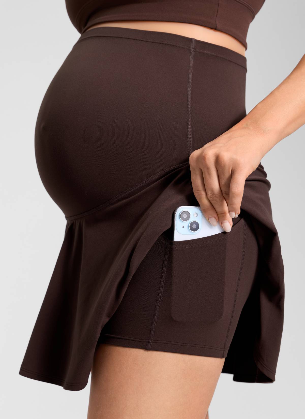 CRZ YOGA Women's Butterluxe Maternity High Waisted Flowy Tennis Skirts Hot Fudge Brown