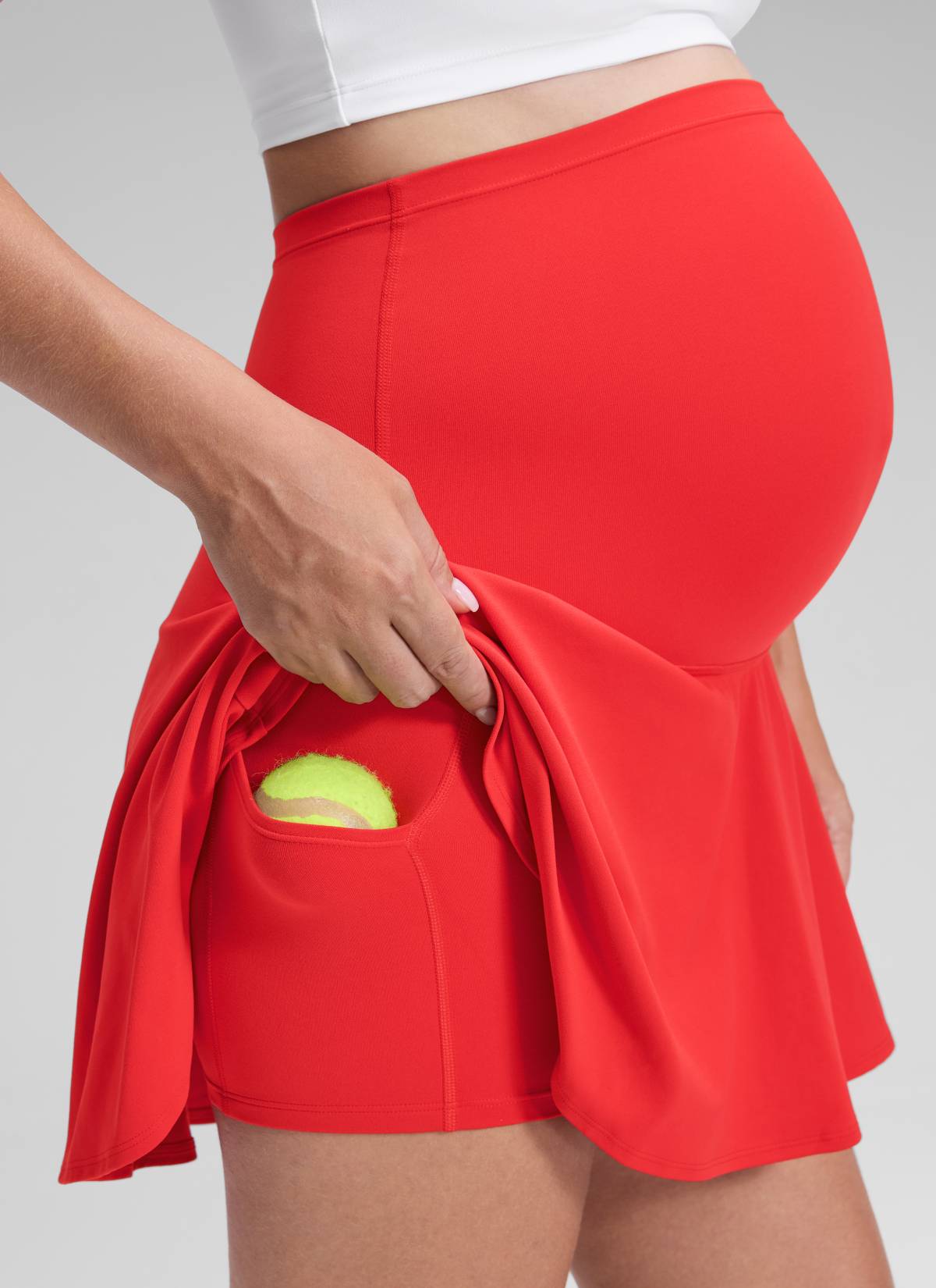 CRZ YOGA Women's Butterluxe Maternity High Waisted Flowy Tennis Skirts Deep Red