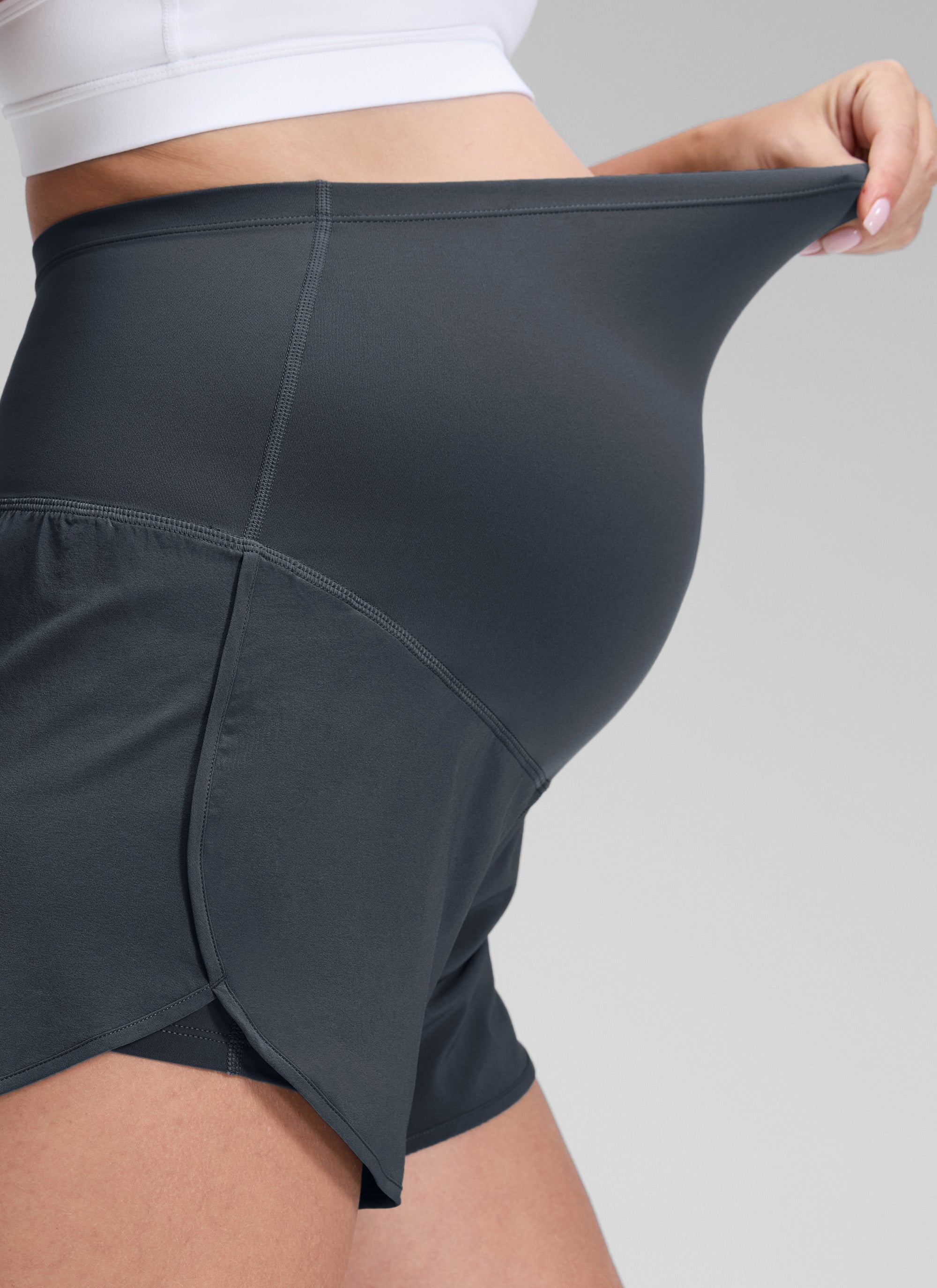 CRZ YOGA Women's Feathery-Fit Soft Maternity High Waisted Shortrs Sparkle Blue