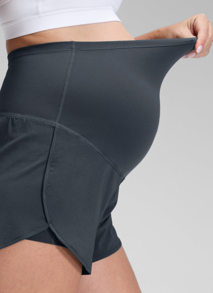 CRZ YOGA Women's Feathery-Fit Soft Maternity High Waisted Shortrs Sparkle Blue