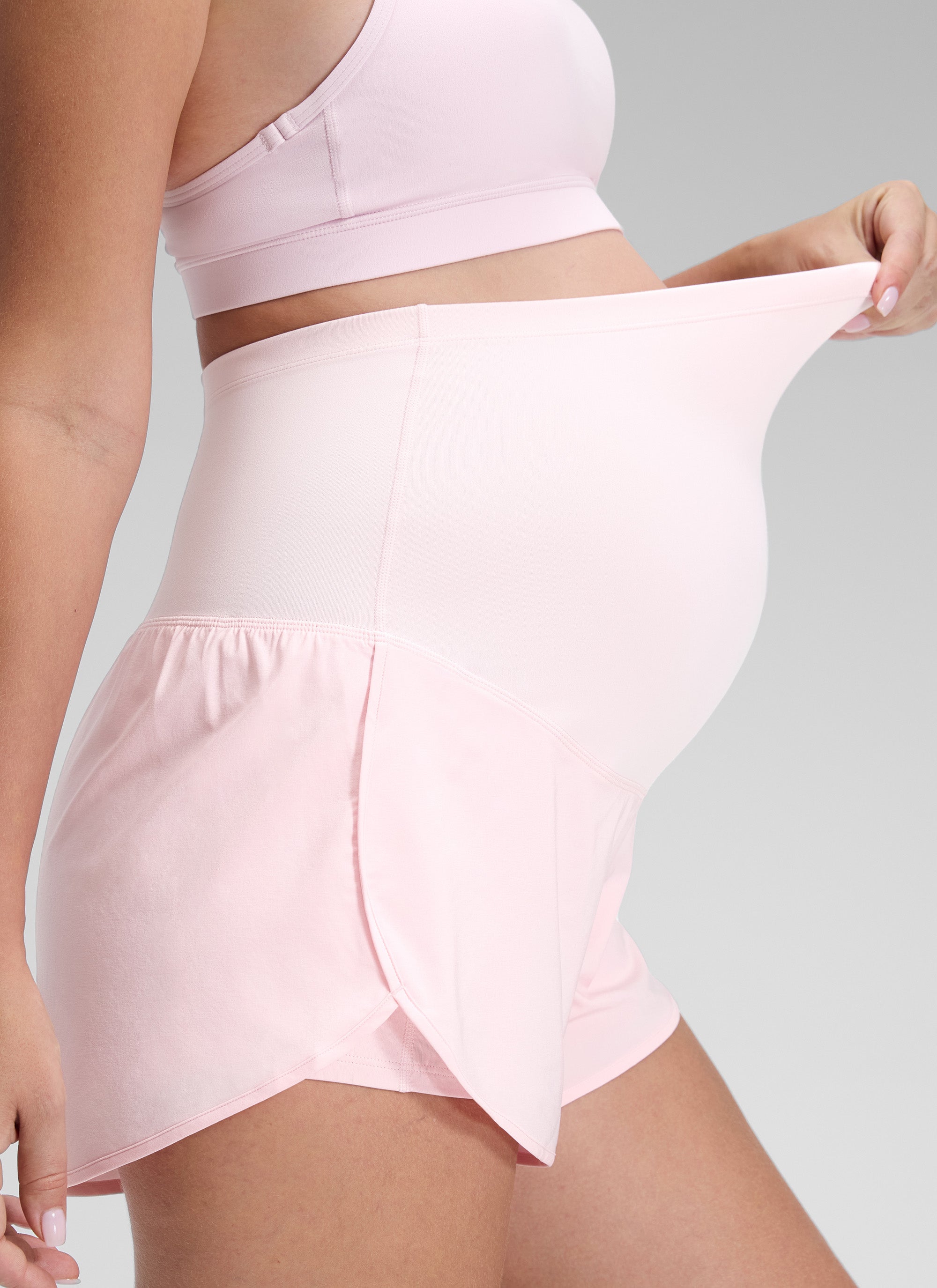 CRZ YOGA Women's Feathery-Fit Soft Maternity High Waisted Shortrs Strawberry Pink