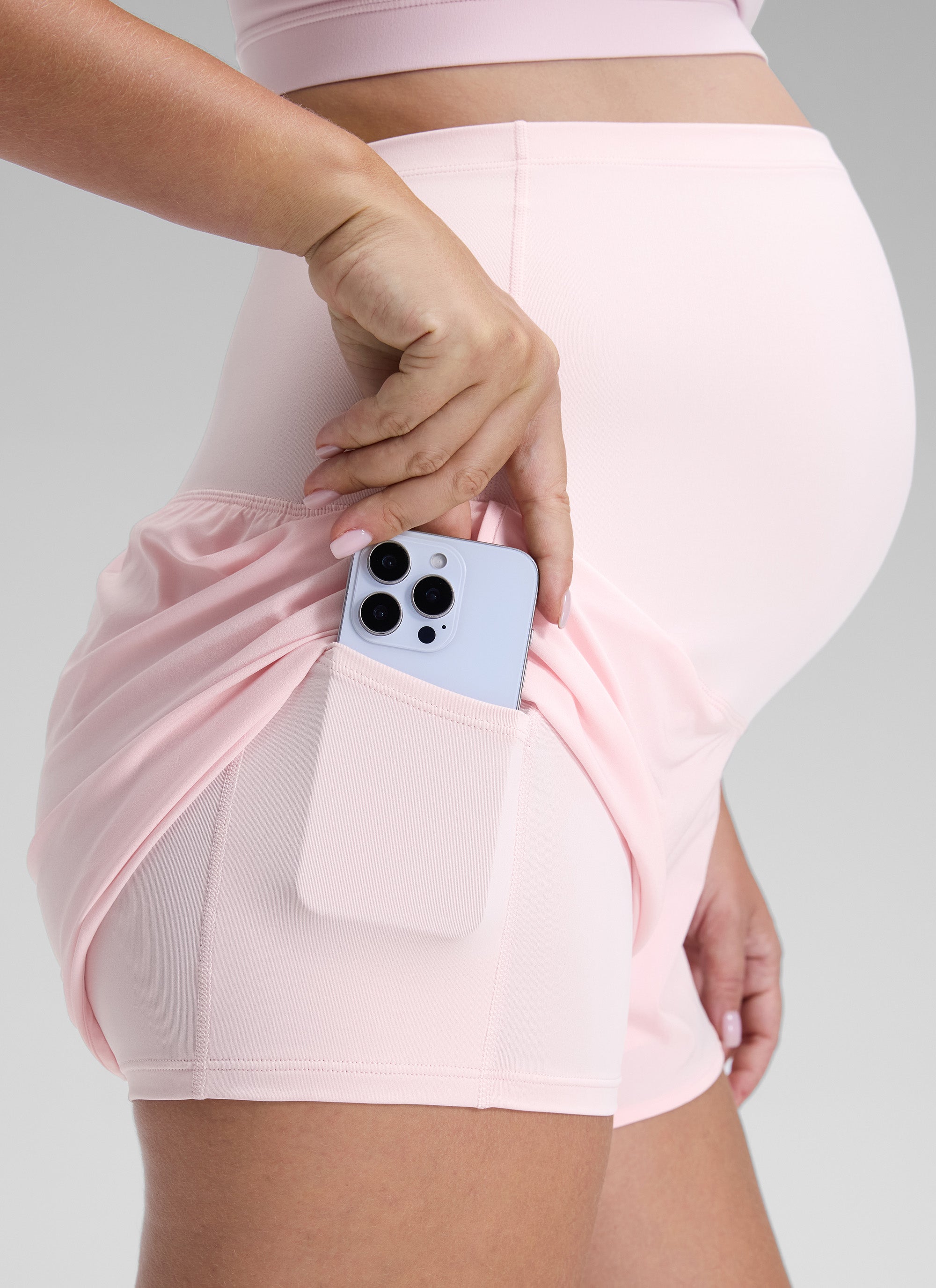 CRZ YOGA Women's Feathery-Fit Soft Maternity High Waisted Shortrs Strawberry Pink