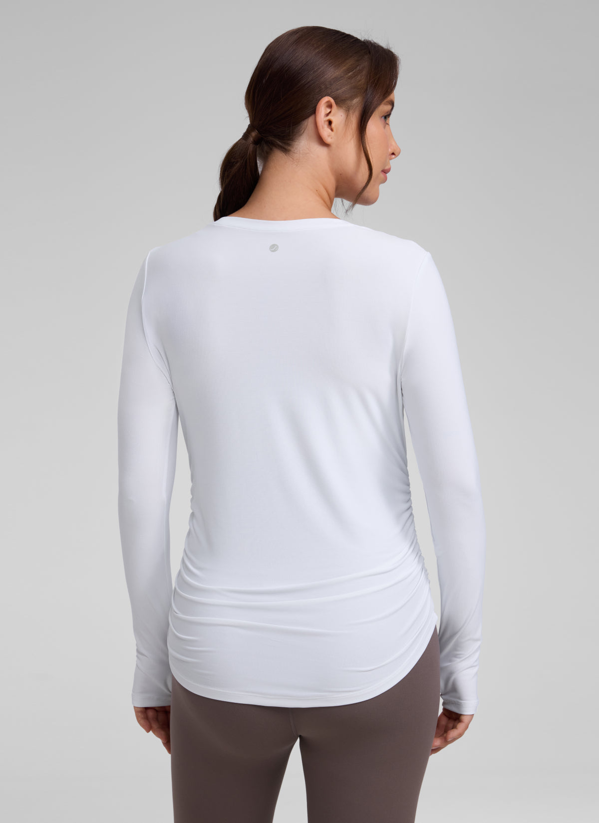 CRZ YOGA Women's Cloudweight Workout Crewneck Hip Length Long Sleeves White