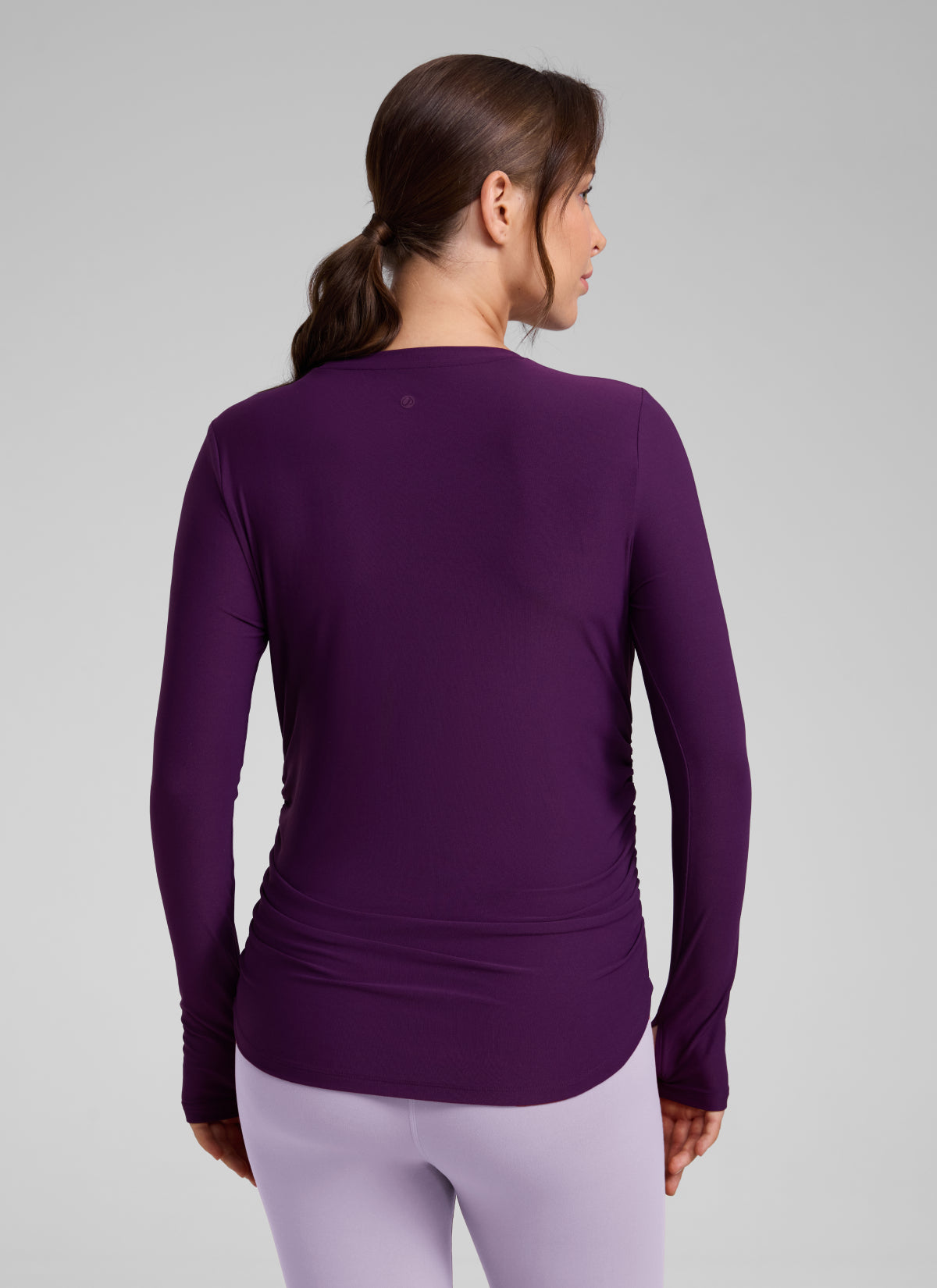 CRZ YOGA Women's Cloudweight Workout Crewneck Hip Length Long Sleeves Plum Magenta