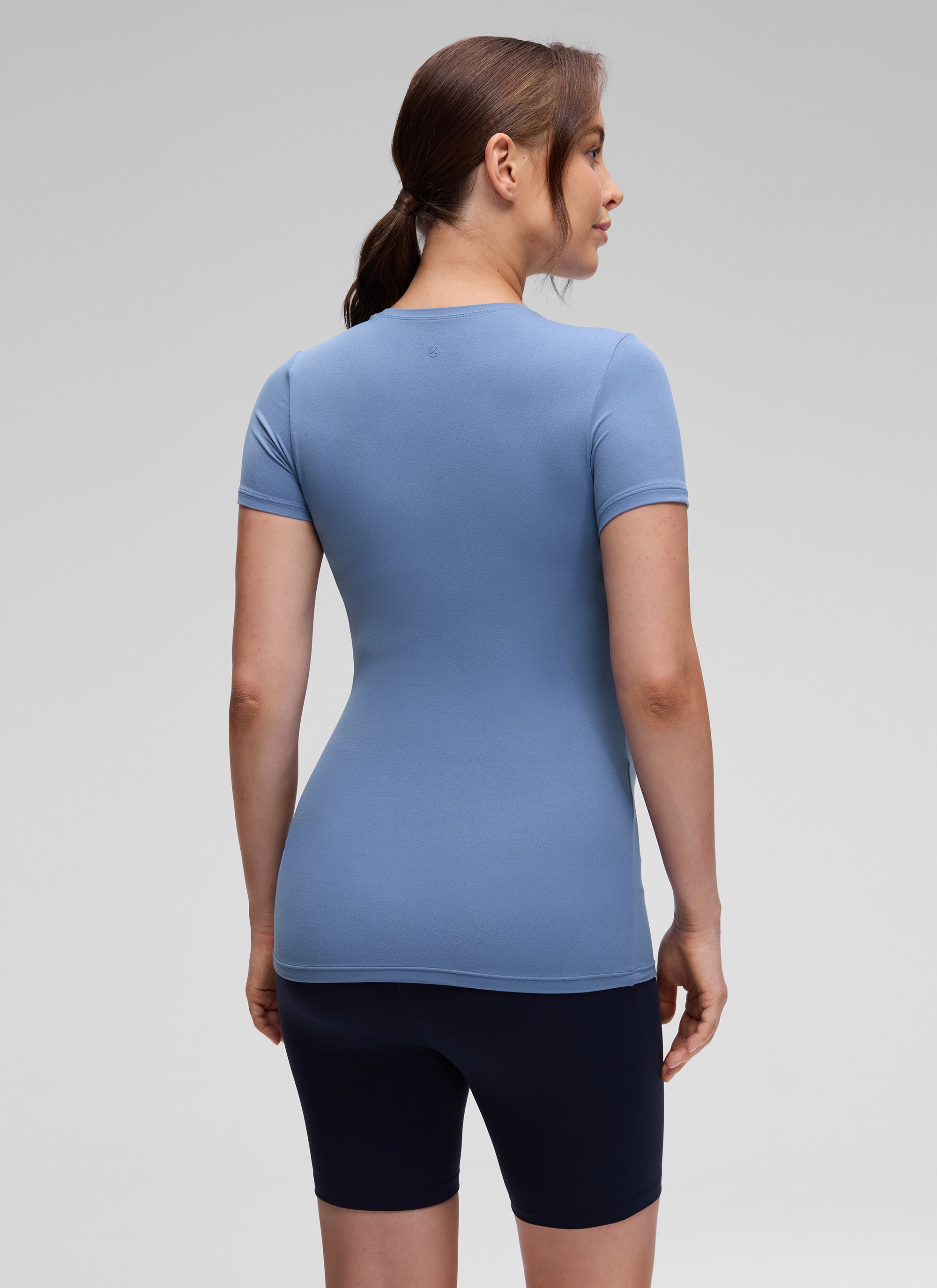 CRZ YOGA Women Casual Slim Fit Maternity Short Sleeves Crew Neck White