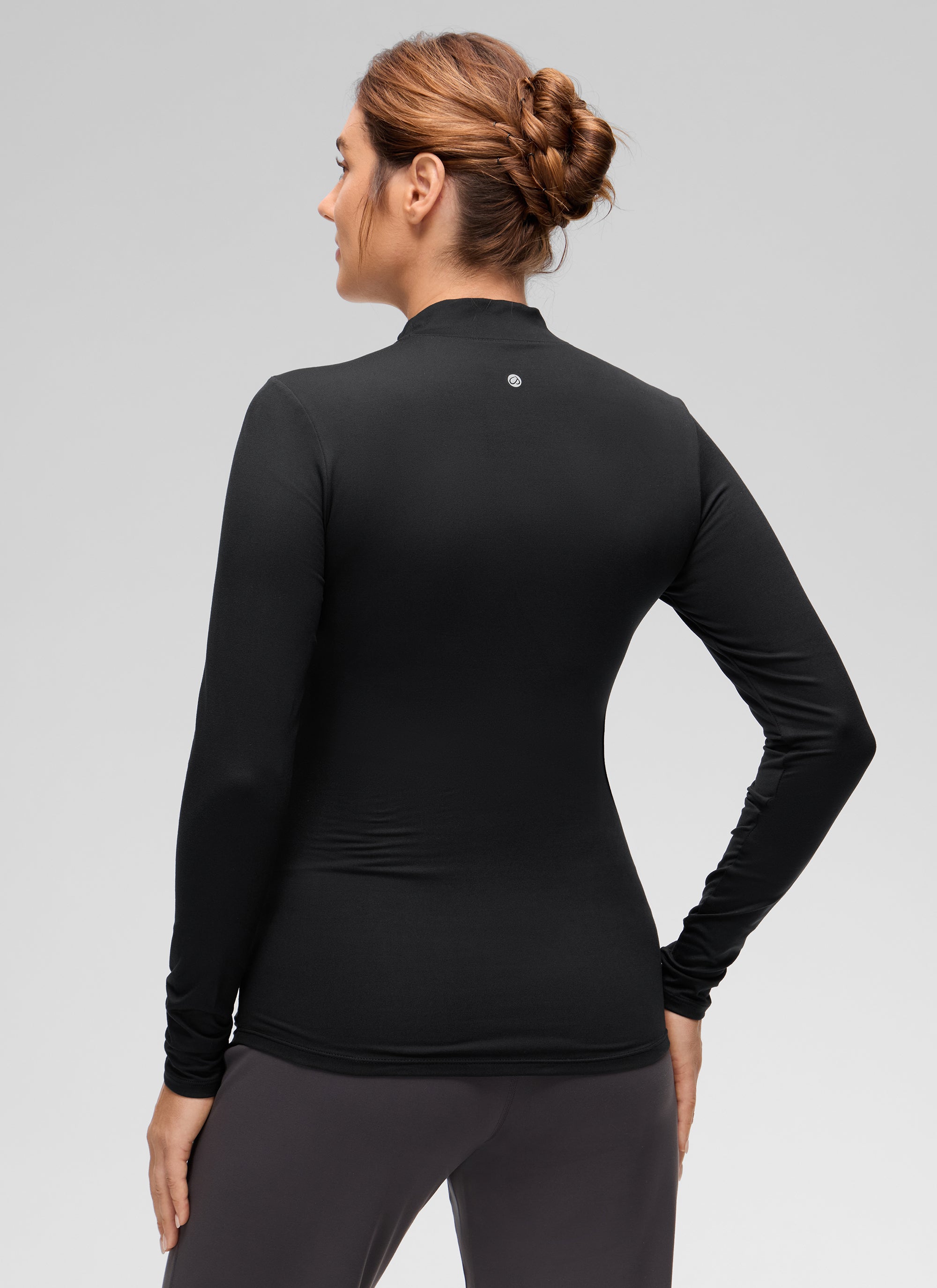 CRZ YOGA Women's Cloud Jersey Maternity Casual Mock Neck Ruched Shirt Mojave Tan