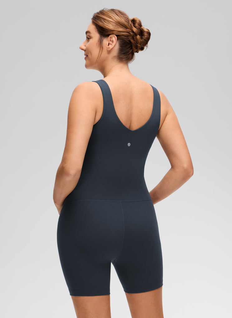 CRZ YOGA Women's Butterluxe Maternity V Neck Slim Fit Rompers 5'' Black