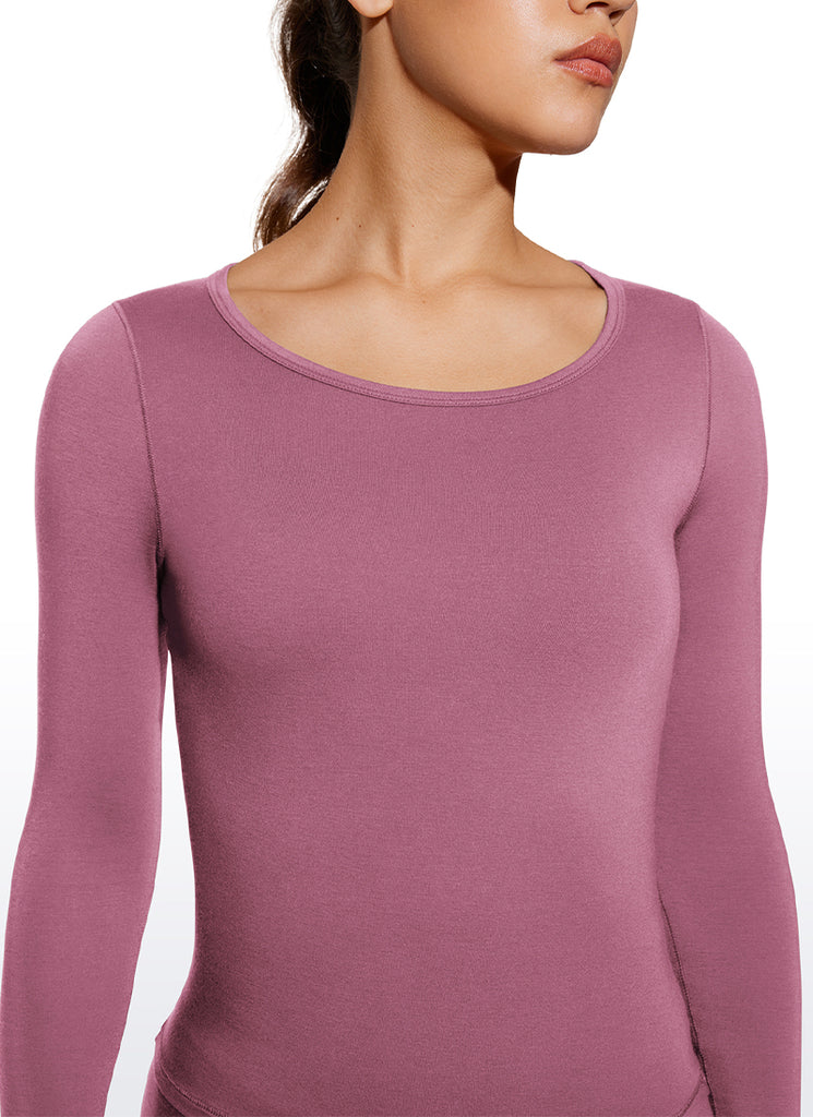 CRZ YOGA Women's Thermal Soft Base Layer Top Bottom Underwear Sets Velvet Dust