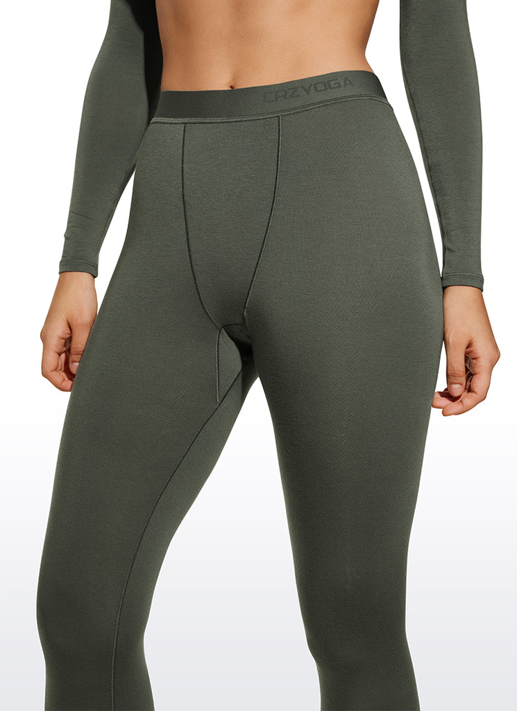 CRZ YOGA Women's Thermal Soft Base Layer Top Bottom Underwear Sets Cambric Blue