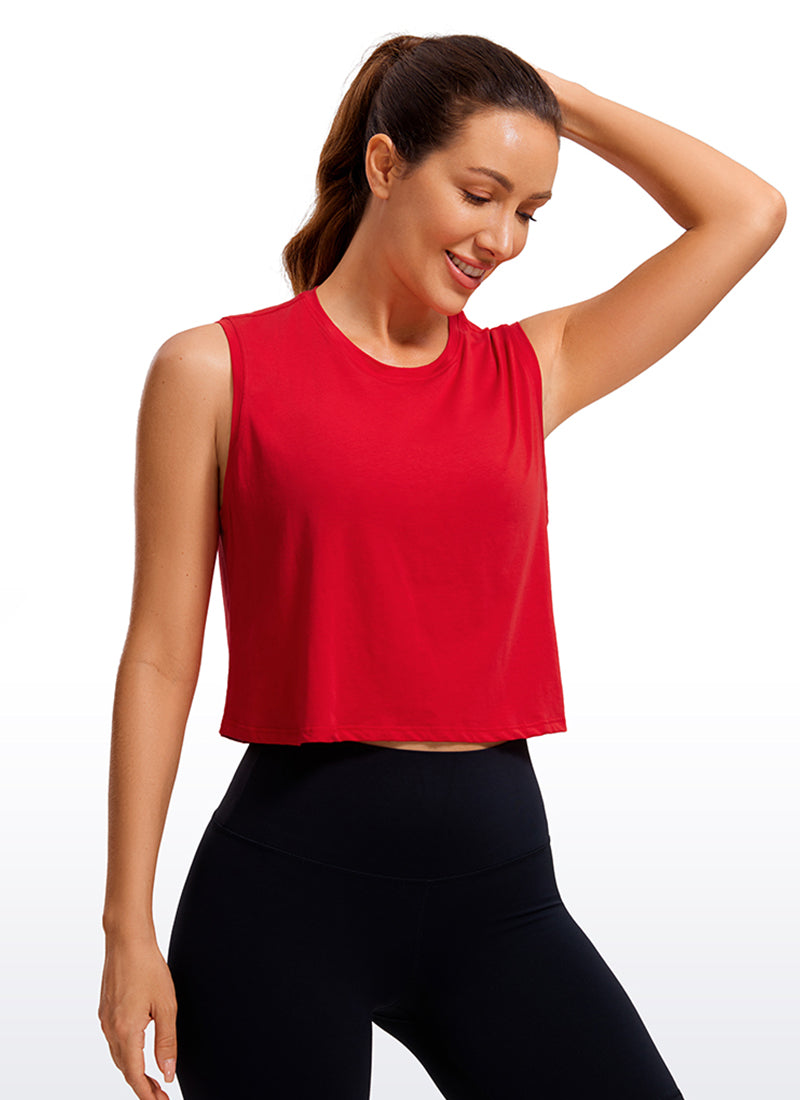 CRZ YOGA Women's Pima Cotton Workout Tank Tops Loose Fit Yoga Sleeveless  Shirts Muscle Tank Medium Black